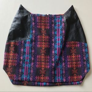 NWOT leather detail mini skirt